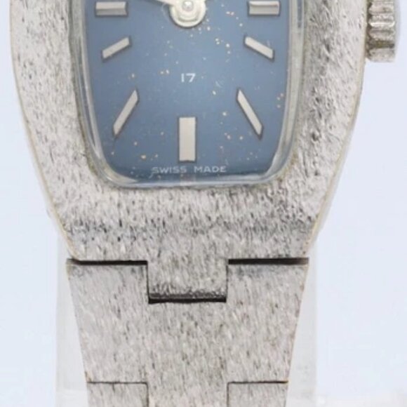 Vintage Baylor Frosted Blue Sunburst Ladies Mechanical Wristwatch ST 69-20 - Picture 4 of 5